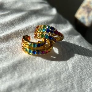 Kurt Geiger triple hoop rainbow earrings.